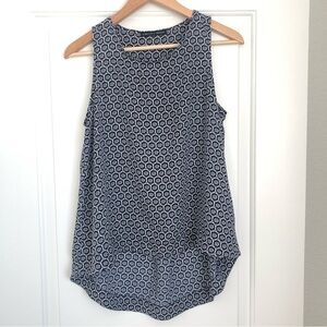 Hawlowe and Graham High Low Navy and White Flowy Tank